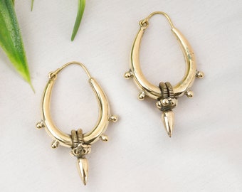 Hoop Earrings Decorated With Spikes || Ethnic Hoops || Women's Tribal Earrings