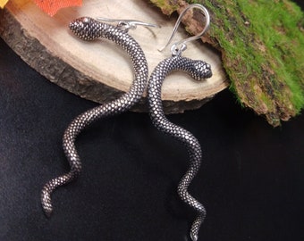 Long Dangling Snake Earrings || Ethnic Viking Earrings || Gothic Reptil Earrings || Viper Earrings