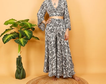 Bohemian Wide Pants || Floral Print Flared Pants ||  Fluid Summer Pants || Palazzo Trouser Free Size || Pants-Skirt