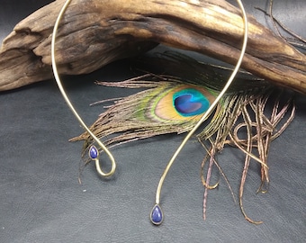 Torque Necklace With Natural Stones || Original Gold Choker With GemStones || Flexible Choker With Semi Precious Stone