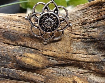 Ethnic Openwork Mandala Brass Ring || Bohemian  Adjustable Rosette Ring || Women's Floral Interlacing Ring || Spiritual Jewelry
