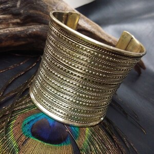 Brass Curved Ethnic  Cuff Bracelet || Engraved Bohemian Adjustable Wide Cuff Bangle|| Ethnic Jewelry || Boho Jewelry