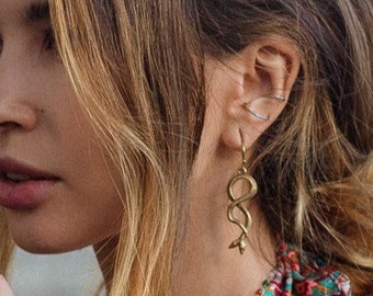 Dangling Two Head Snake Earrings || Ethnic Viking Earrings || Norse Mythology Tribal Earrings || Reptil Gothic Earrings