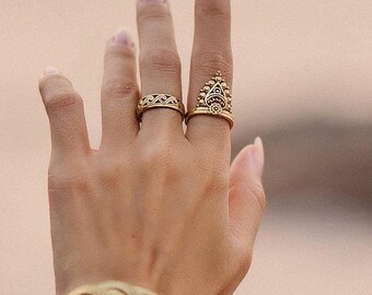 Openwork Adjustable Ring || Bohemian Chic Adjustable Brass Ring || Viking ring || Engraved Celtic Ring || Arabesque Pattern Ring