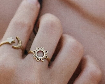 Floral Mandala Adjustable Ring || Bohemian Brass Ring || Timeless Ethnic Ring || Spiritual Boho Jewelry