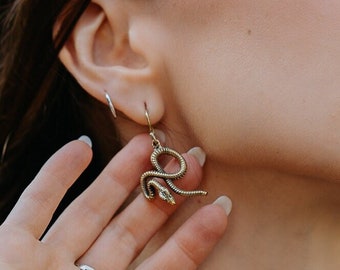 Dangling Gothic Snake Earrings || Ethnic Celtic Earrings || Norse Mythology Medieval Earrings || Wiccan Snake Jewelry