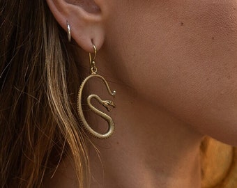 Ethnic Viking Earrings || Dangling Snake Earrings || Norse Mythology Tribal Earrings || Gothic Viper Earrings