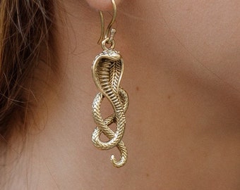 Dangling Gothic Snake Earrings || Ethnic Cobra Earrings || Hindu Mythology Tribal Earrings