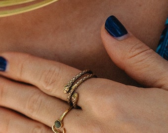 Two Heads Snake  Ring || Bohemian Adjustable Brass Ring || Viking Ring || Norse Mythology Ring || Viking Jewelry