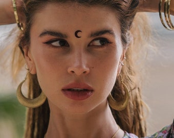 Extra Large Chunky Flat Hoop Earrings || Ethnic  Dotted Hoops || Gypsy Earrings || Minimalist Large Earrings || Bohemian Hoop Earrings