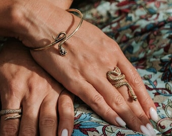 Snake Adjustable Viking Ring || Brass Norse Mythology Ring || Wiccan Serpentine Ring || Pagan and Mystical Jewelry With Meaning