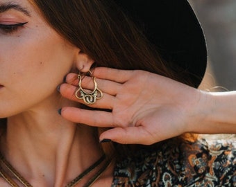 Snake Viking Openworked Earrings || Double Snakes Hoop Earrings || Norse Mythology Tribal Earrings || Boho  Two Snakes Medusa Earrings