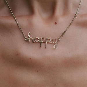 Colar com mensagem de arame feito à mão para mulheres, colar com pingente de afirmação, colar com palavras inspiradoras, colar com mantra de motivação