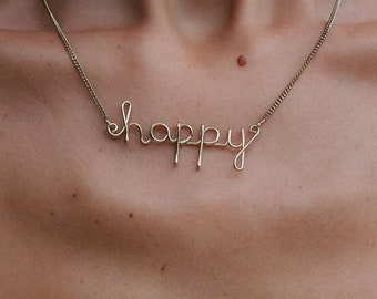 Hand Made Wire Message Necklace For Women, Affirmation Pendant Necklace, Inspirational Words Necklace, Motivation Mantra Necklace