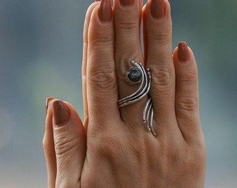 Long Women's Ring with Stone || Adjustable Ring with Gemstones || Ethnic Ring With Semi Precious Stones || Woman's Original Ring With Stone