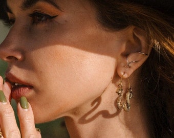 Ethnic Viking Hoops || Snake Hoop Earrings || Norse Mythology Tribal Earrings || Two Snakes Hoop Earrings