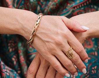 Braided Copper and Brass Bracelet || Therapeutic Copper And Brass Cuff   || Minimalist Unisex  Criss Cross Copper And Brass Bracelet