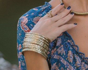 Brass Engraved Ethnic  Cuff Bracelet || Bohemian Multi Rows Brass  Adjustable Cuff Bangle || Wide Golden Ornamented Cuff