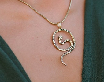 Snake Nordic Mythology Pendant || Serpentine Pendant || Midgard Serpent Viking Brass Medal