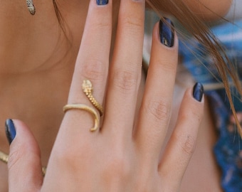Snake Viking Adjustable Ring || Serpentine Adjustable Brass Ring || Serpent Norse Mythology Mystic Ring