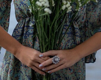 Large Ethnic Round Ring || Large Bohemian Ring || Large Adjustable Ring Decorated With Ethnic Motifs || Ethnic Jewelry