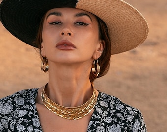 Brass Ethnic  Engraved Choker || Rigid Necklace carved with Floral Motifs || Tribal Torque Embellished With Ornamental Motifs