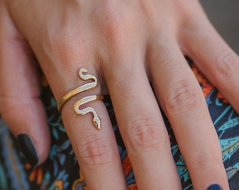 Snake Adjustable Ring || Bohemian Chic Adjustable Brass Ring || Viking ring || Norse Mythology Ring