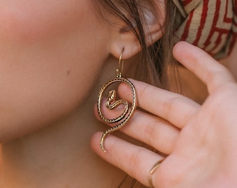 Dangling Snake Earrings || Ethnic Viking Earrings || Norse Mythology Tribal Earrings || Animal Symbol Earrings