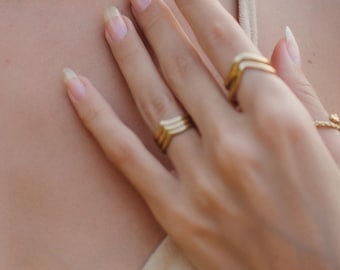 Chevron Adjustable Ring || Minimalist Adjustable Brass Ring || Phalanx Ring || Geometric Ring