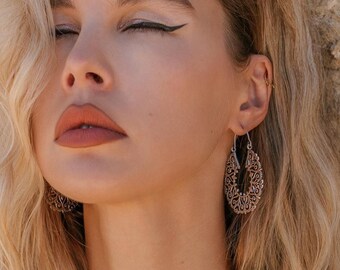 Arabesque Brass Hoop Earrings | Handmade Bohemian Jewelry