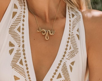 Brass Snake Pendant || Ancestral Symbol Pendant || Norse Mythology Pendant || Snake Shaped Viking Amulet