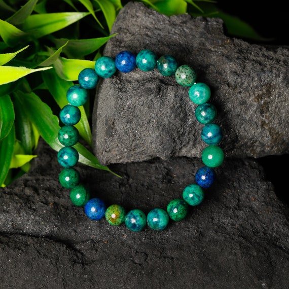 Men's Azurite Malachite, Lava Stone Bracelet, Blue/Green Gemstone Brac –  TEXTURE