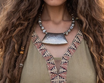 Tribal necklace | Trendy bohemian ethnic necklace | Handmade beaded necklace | Rustic handcrafted jewelry