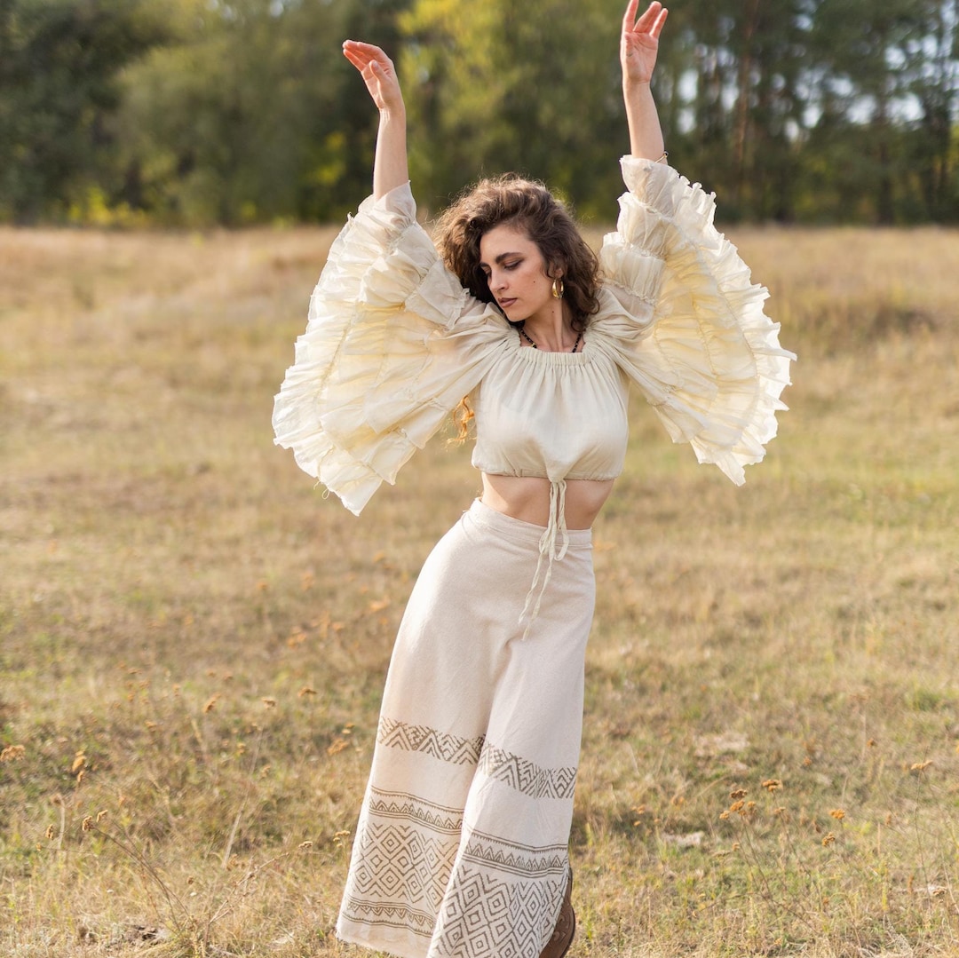 bohemianseoul BOHEMSO トップス ホワイト Handmade Cotton Voile Crop Top: Bohemian Off-shoulder Blouse - Etsy