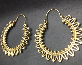 Large Finely Decorated Golden Openwork Oriental Hoops