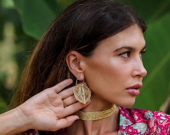Filigree Hoop Earrings With Semi Precious Stones || Bohemian Natural Stones Hoop Earrings || Ethnic Hoops With Gemstones