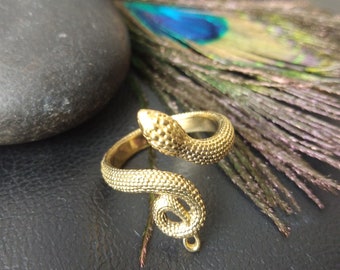 Snake Adjustable Ring || Bohemian Chic Adjustable Brass Ring || Viking ring || Norse Mythology Ring || Cobra ring || Animal ring
