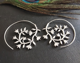 Silver Color Spiral Earrings || Ethnic Earrings || Tribal Earrings || Boho Earrings