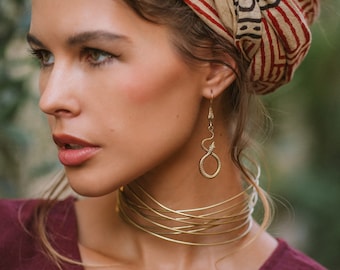 Brass Minimaliste Choker || Ethnic Torque Necklace || Boho Smooth Choker Necklace || Flexible Collar Necklace || Handmade Chocker