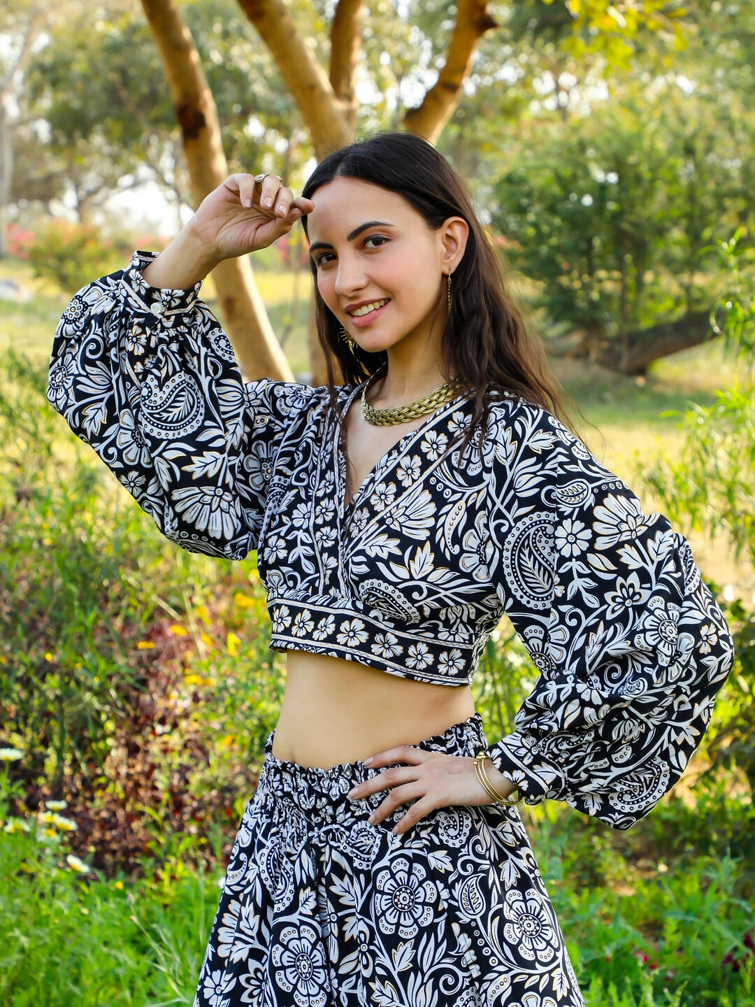 トップス FETICO FLOWER PRINT GATHERED TOP FETICO(フェティコ)のFLOWER PRINT GATHERED TOPの通販｜PALETTE art