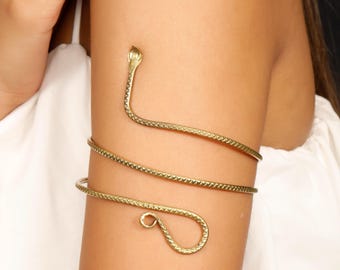 Snake Arm Bracelet || Bohemian Upper Arm Jewelry || Brass Ancestral Amulet Goddess Arm Bracelet || Body Jewelry
