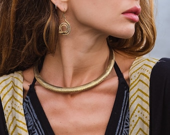 Engraved Viking Necklace || Ethnic Brass Choker Necklace || Torque Necklace || Tribal necklace || Brass Choker || Engraved Torc