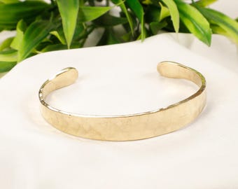 Unisex Minimalist Hammered Brass Cuff Bracelet ||  Adjustable Flat Textured Bracelet || Timeless Jewelry to Wear Everyday