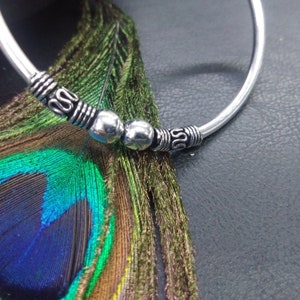 Silver Adjustable Bangle Bracelet Ethnic Patterns || Adjustable Ethnic Bracelet || Silver Semi Open Viking Bangle || Wristband Unisex