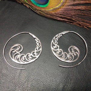 Boucles d'Oreilles Spirales Argentées || Boucles D'Oreilles Ethniques || Boucles D'Oreilles Tribales || Boucles D'Oreilles Originales
