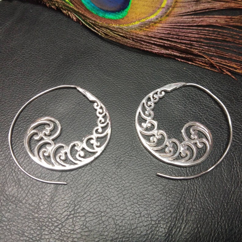 Boucles d'Oreilles Spirales Argentées || Boucles D'Oreilles Ethniques || Boucles D'Oreilles Tribales || Boucles D'Oreilles Originales