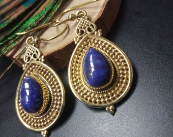 Golden Dangling Earrings with Semi Precious Stones || Ethnic Stones Earrings || Victorian Earrings