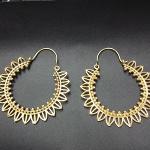 Large Finely Decorated Golden Openwork Oriental Hoops