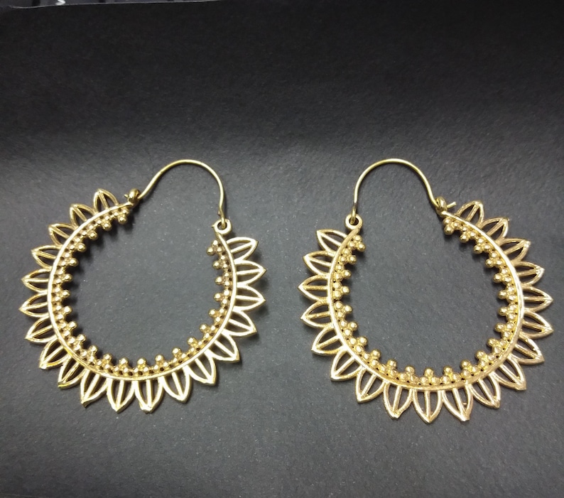 Large Finely Decorated Golden Openwork Oriental Hoops