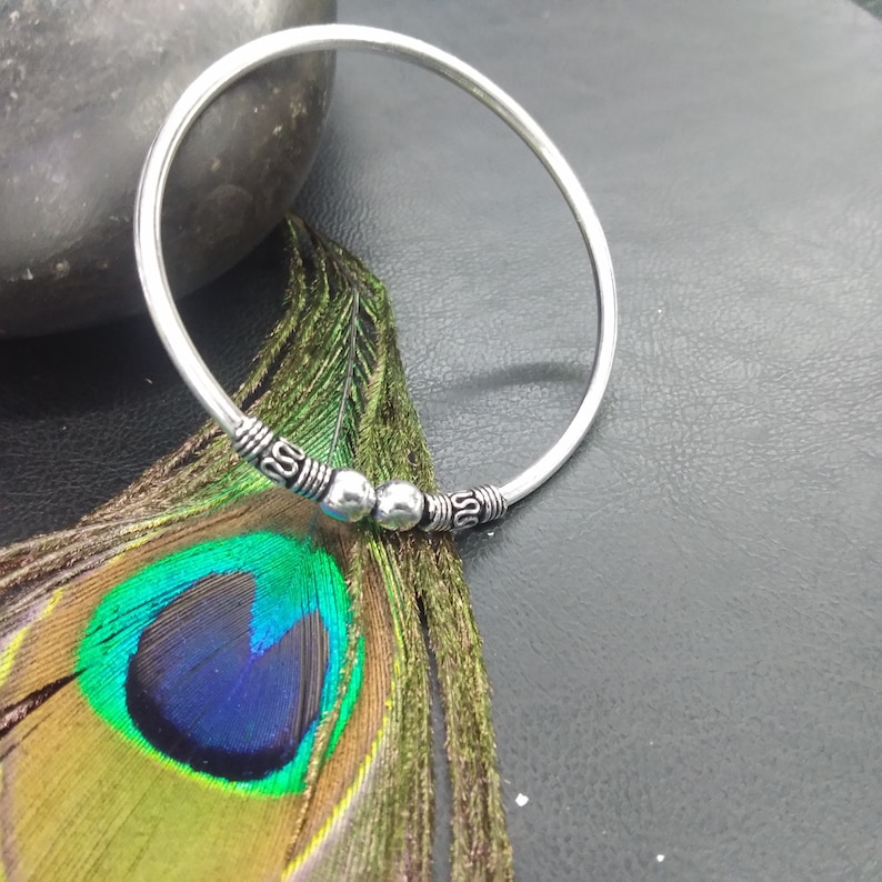 Silver Adjustable Bangle Bracelet Ethnic Patterns || Adjustable Ethnic Bracelet || Silver Semi Open Viking Bangle || Wristband Unisex